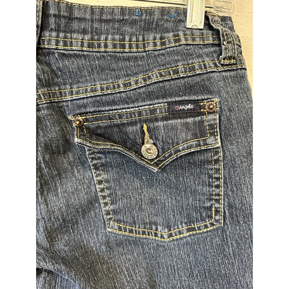 Y2k Vintage Angels Jeans Women Sz 13 Dark Wash White Stitch Straight Leg